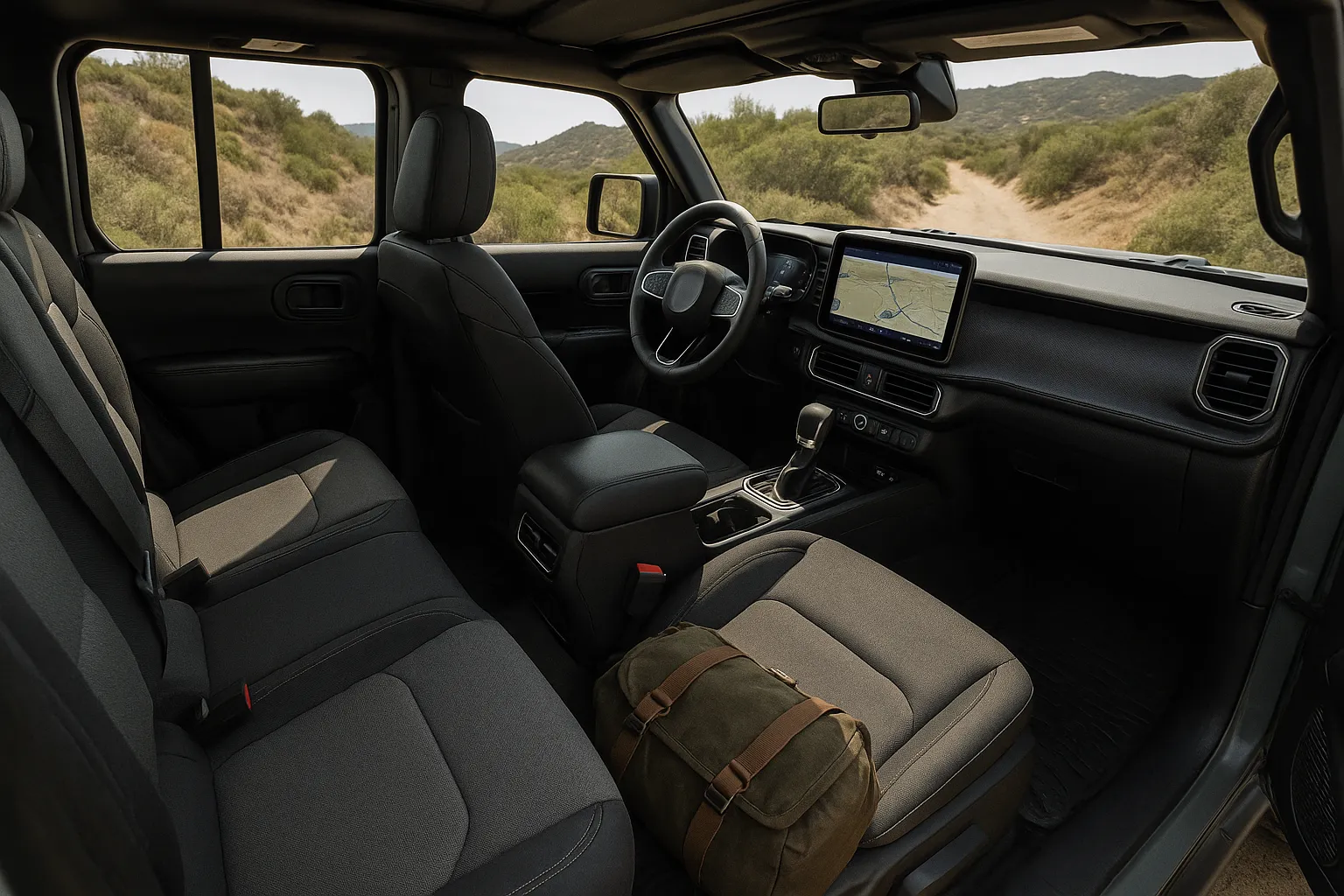2026 Jeep Recon Elektro-SUV fährt auf einem felsigen Trail in einer Wüstenlandschaft unterstützendes Bild 1