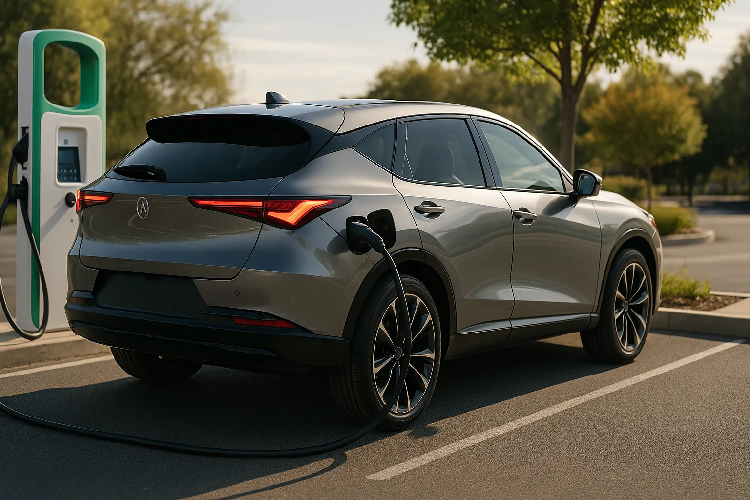 Abgedunkelter Teaser eines Acura-Konzeptfahrzeugs mit scharfer Lichtsignatur und skulpturierter Frontpartie, unterstützendes Bild 2