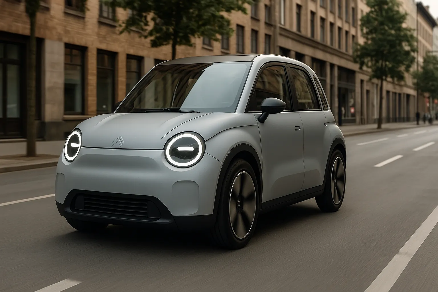 Citroën 2CV Concept als kompakter elektrischer Stadtwagen mit runden Scheinwerfern und moderner Retro-Karosserie