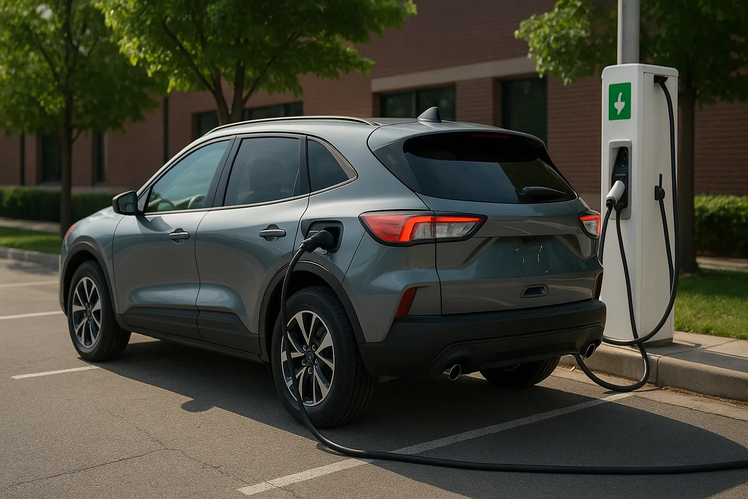 Ein kompaktes Ford-SUV fährt auf einer Stadtstraße und steht für einen künftigen erschwinglichen Hybrid-Crossover, unterstützendes Bild 2