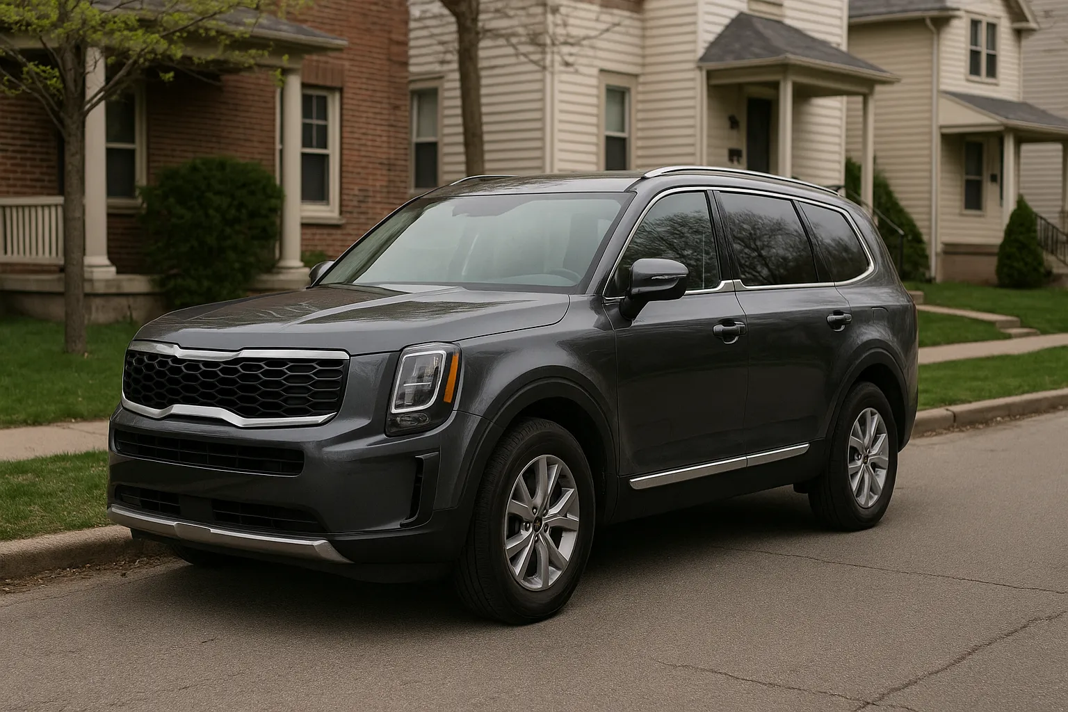 Kia Telluride SUV in side view on a road, matching a report about battery problems supporting image 2