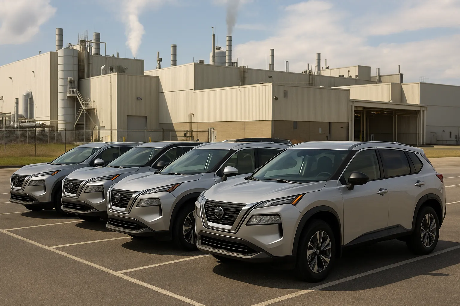 Nissan-Fahrzeuge auf dem Gelände eines US-Automobilwerks bei Tageslicht supporting image 2