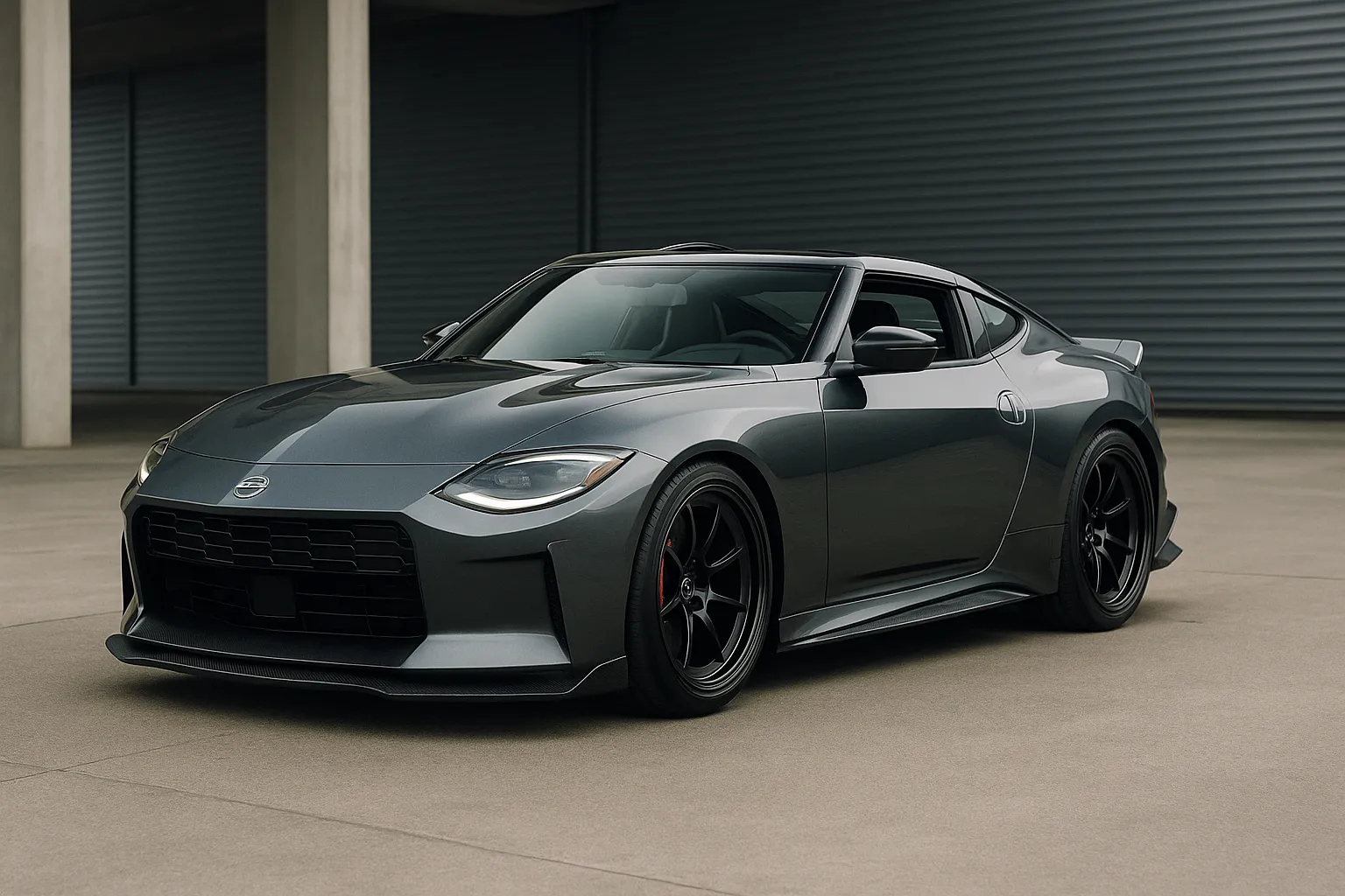 Nissan Z Kaze Konzept mit T-Top-Dach, verbreiterten Radhäusern und Carbon-Bodykit in sportlicher Front-Dreiviertelansicht supporting image 2
