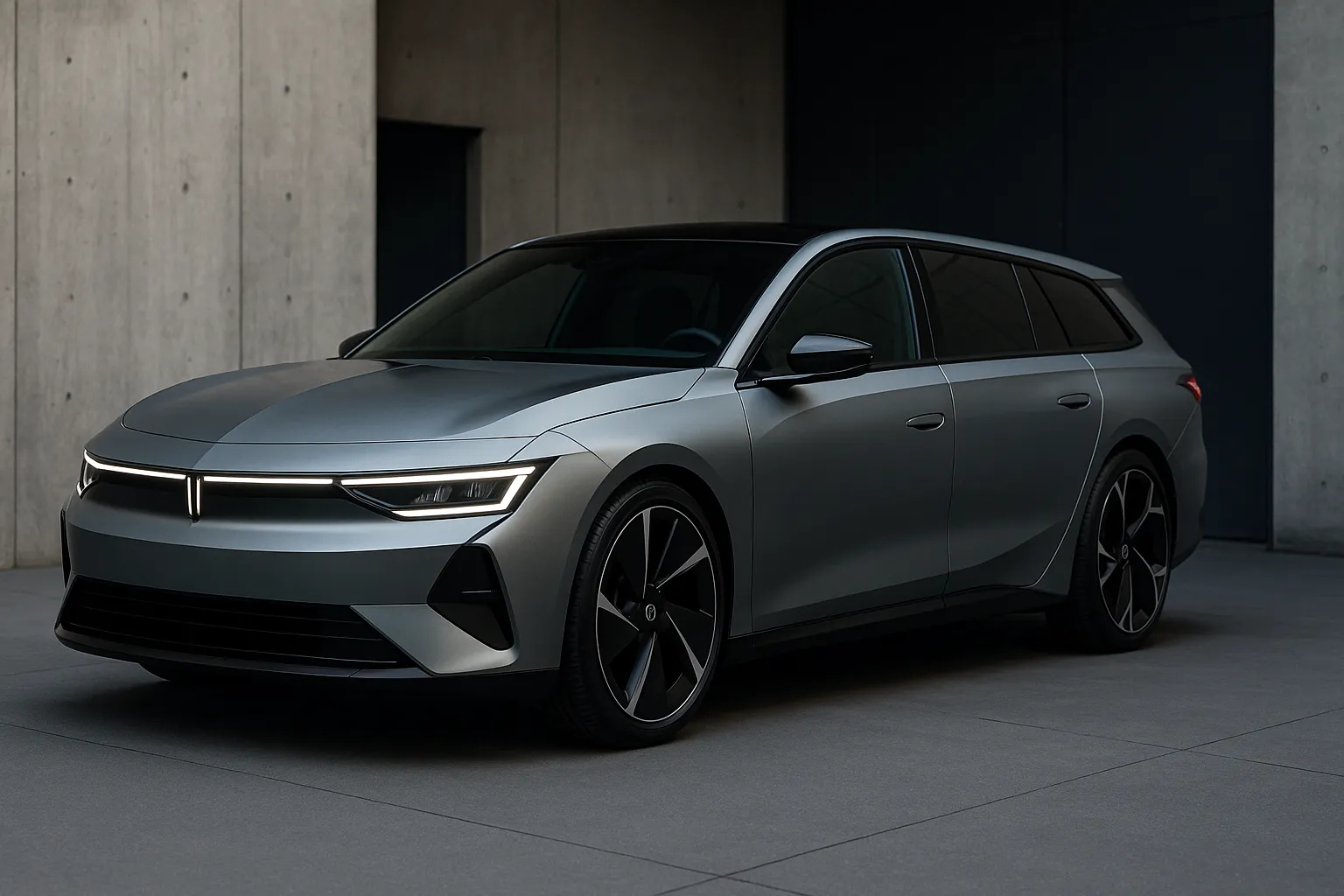 Opel Vauxhall STX Concept als flacher elektrischer Kombi in dynamischer Front-Seitenansicht supporting image 2