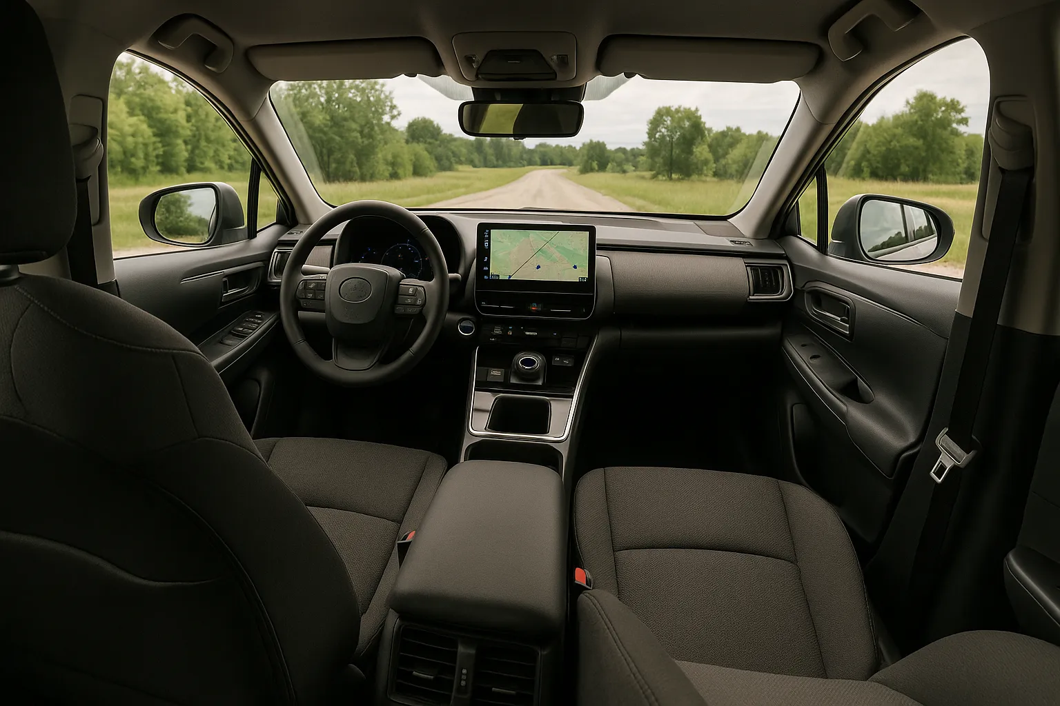 Ein Toyota bZ Elektro-SUV fährt auf einer Straße und steht für den Rückruf der verwandten EVs von Toyota, Lexus und Subaru, unterstützendes Bild 1