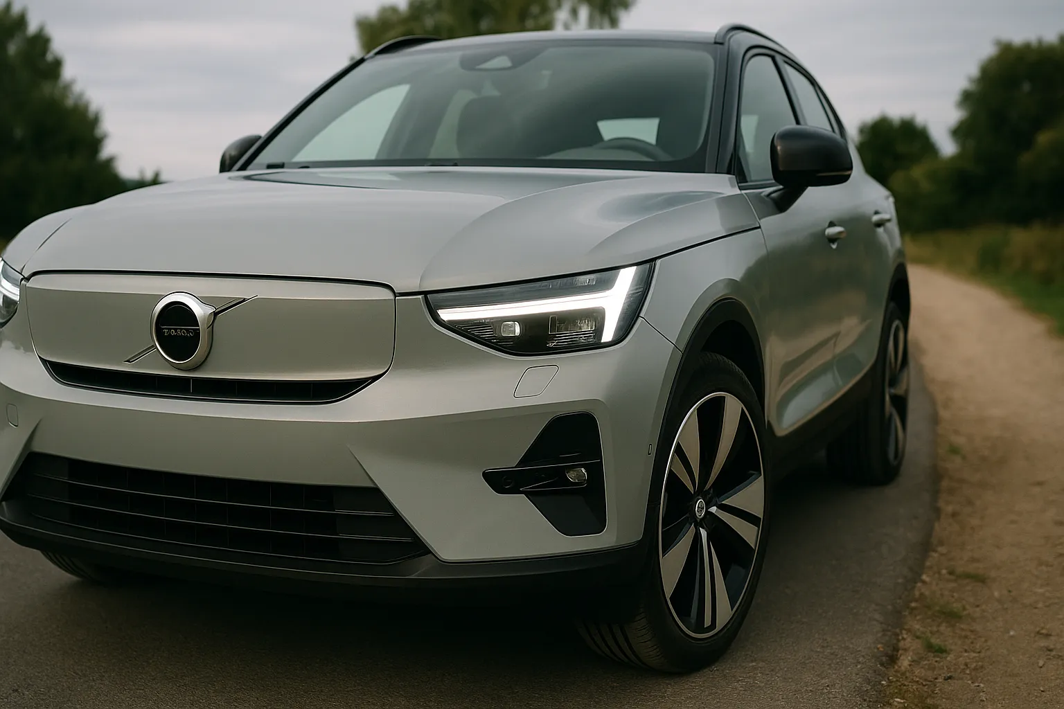 Volvo Elektro-SUV vor moderner Architektur als Symbol für die kommende Modelloffensive bis 2030 supporting image 1